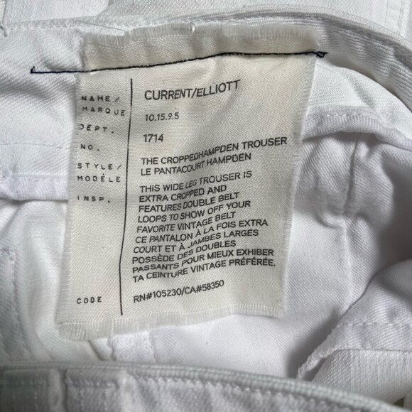 Current/Elliott Cropped Hampden High Waisted Trousers Pants Jeans White Size 30 - Picture 10 of 10